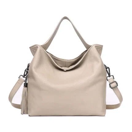 2026 New Genuine Leather Women's Hobo Bag | Large Capacity Tote with Tassel | Fashion Shoulder Crossbody Handbag for Work Daily