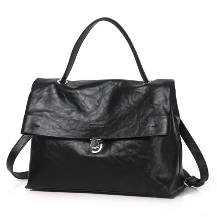 Women's Top Grain Leather Crossbody Bag, Light Luxury Messenger Bag for Commute
