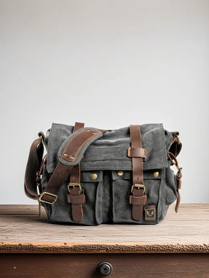American Retro Canvas Commuter Slant Bag Casual Single Shoulder Men's Bag Outdoor Simple Motorcycle Large Capacity Messenger Bag