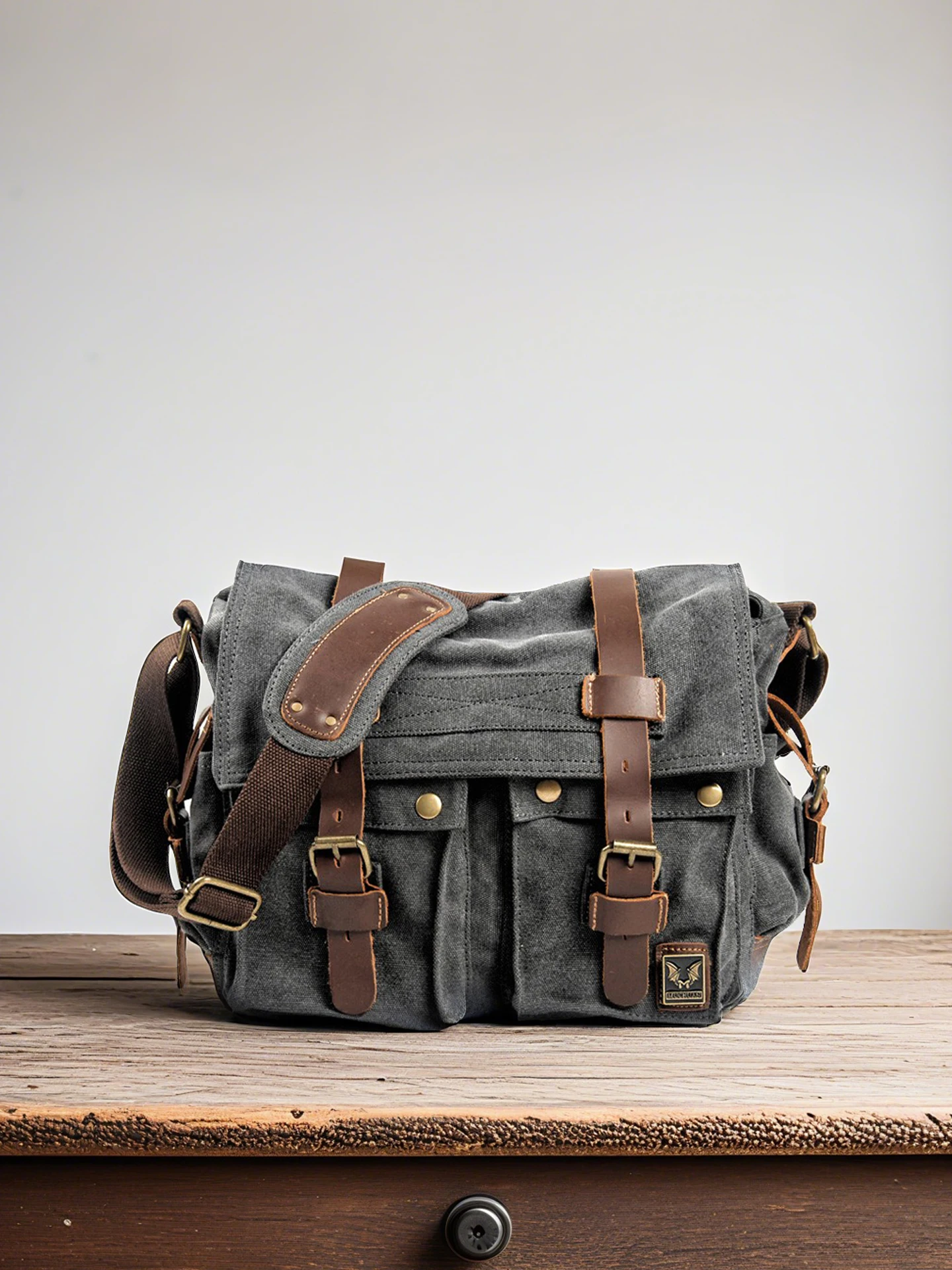 kf-S715dcd48e2314458b62256ddcc80de08p American Retro Canvas Commuter Slant Bag Casual Single Shoulder Men's Bag Outdoor Simple Motorcycle Large Capacity Messenger Bag - Image 1