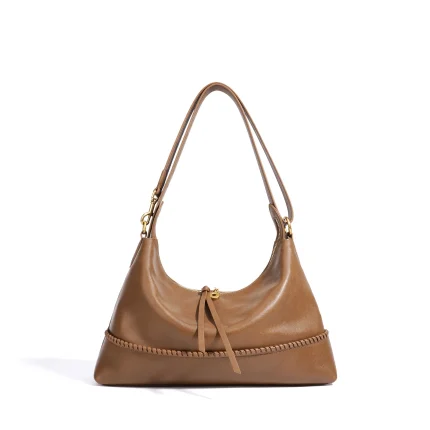 Women's Premium Top-Grain Cowhide Hobo Bag Large Capacity Daily Commuter Shoulder Crossbody Handbag