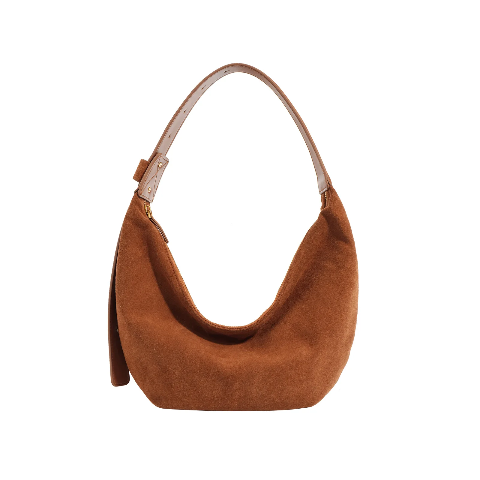 kf-S8ec6f6e094554e498f796c5f011c30f0F 2024 Autumn/Winter New Women's Bag Reversed Velvet Cowhide Dumpling Bag Fashion Versatile One Shoulder Crossbody Bag - Image 1