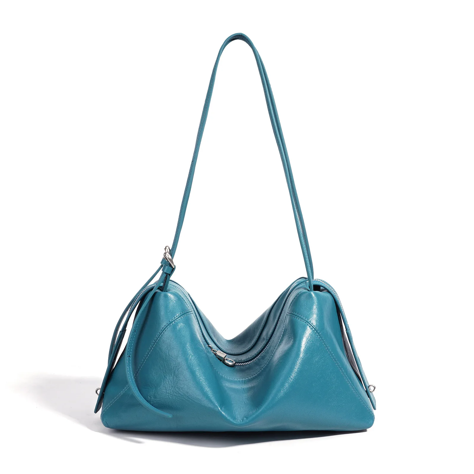 kf-Sb928ab1a20944a64b7975f14c306396d5 2026 New Genuine Leather Hobo Bag, First Layer Cowhide, Lazy Style Underarm Shoulder Bag, Casual Tote Pillow Bag for Women - Image 1