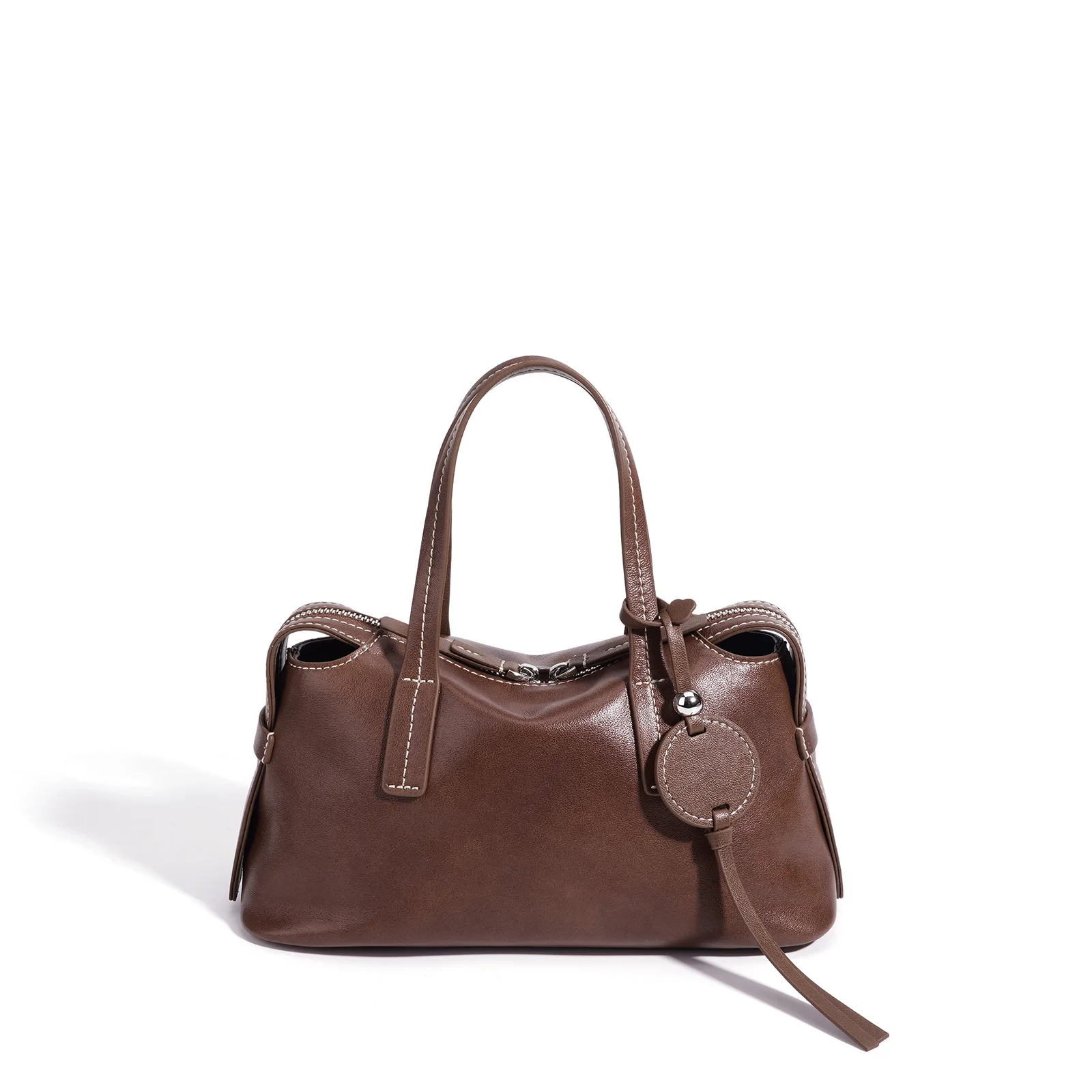 kf-Sc1df1fe306704ea98ffa309507ec8262a Women's Genuine Leather Pillow Handbag Soft First Layer Cowhide Multi-use Crossbody Shoulder Bag with Pendant For Daily Commute - Image 1