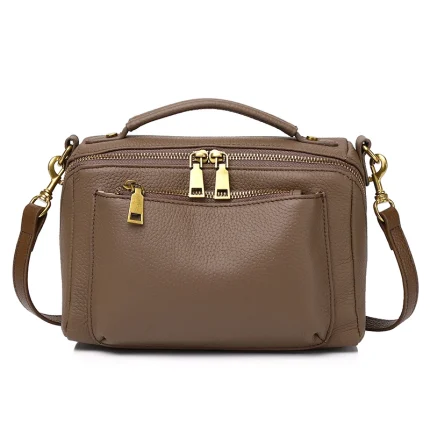 Genuine Leather Women's Bag, Retro Soft Leather Casual Multifunctional Large Capacity Handbag, Single Shoulder Crossbody Bag